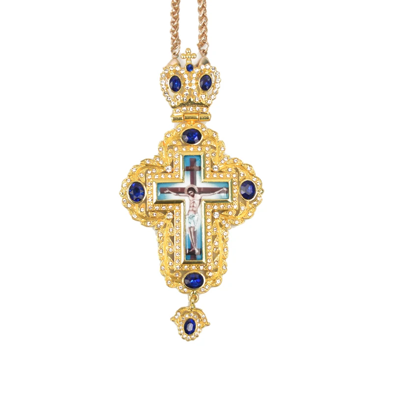 

Alloys diamond Ukrainian fashion Orthodox big crosses necklaces