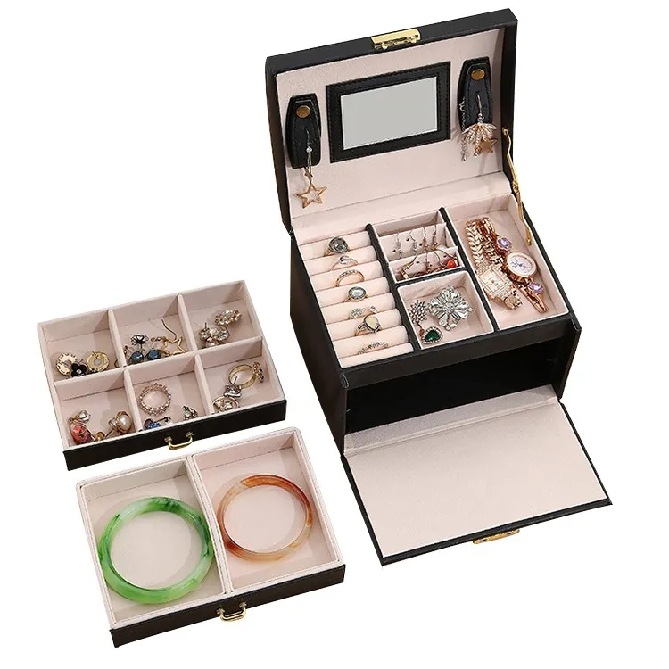 

Wholesale Custom Ring Gift Boxes Logo Printed Logo Magnetic Pu Leather Packaging Packing big jewelry organizer box