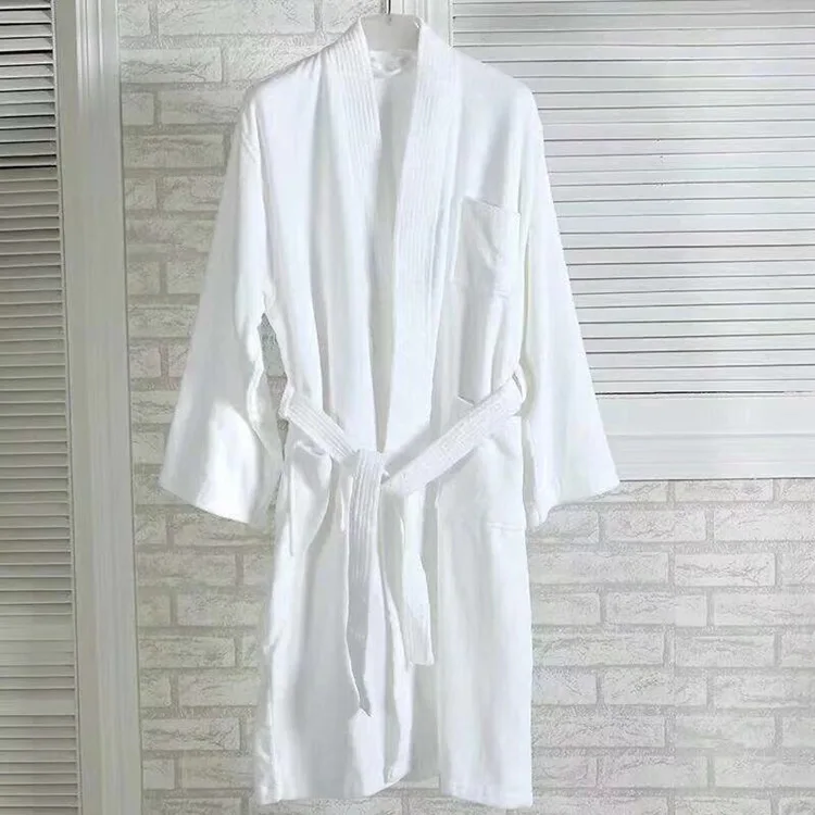 
luxury cotton white Hotel bathrobe kimono collar 
