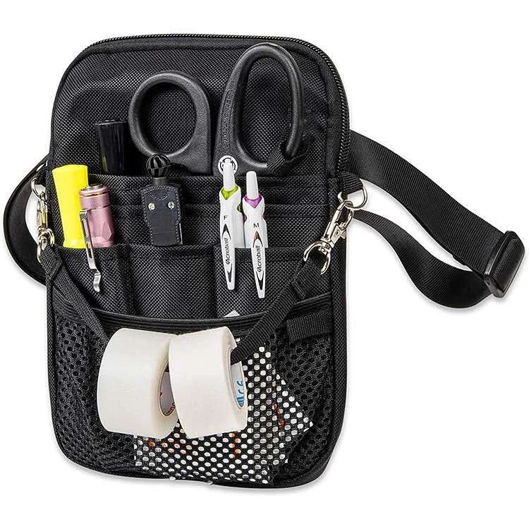 

Nurse Fanny Pack Bandage Scissors and Other Medical Suppli with Tape Holder SITHON Multi Compartment Gear Pocket Belt Bag, Black