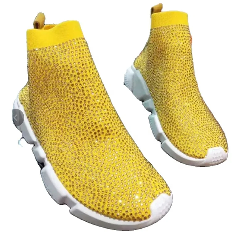 

High Quality Fly Knit Mesh Upper Lightweight Fashion Women Shoes And Sneakers Socks Shoes ladys sneakers, Black / purple / yellow / orange
