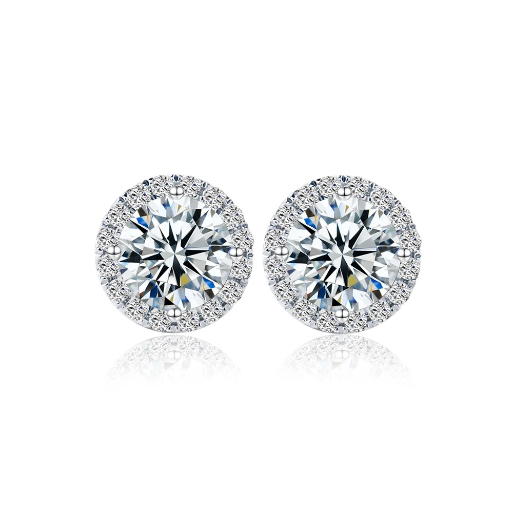 925 Silver Wedding Earrings Making Supplies 6mm Round Cut Cubic Zircon 925 Sterling Silver Stud Earrings for Ladies Jewelry