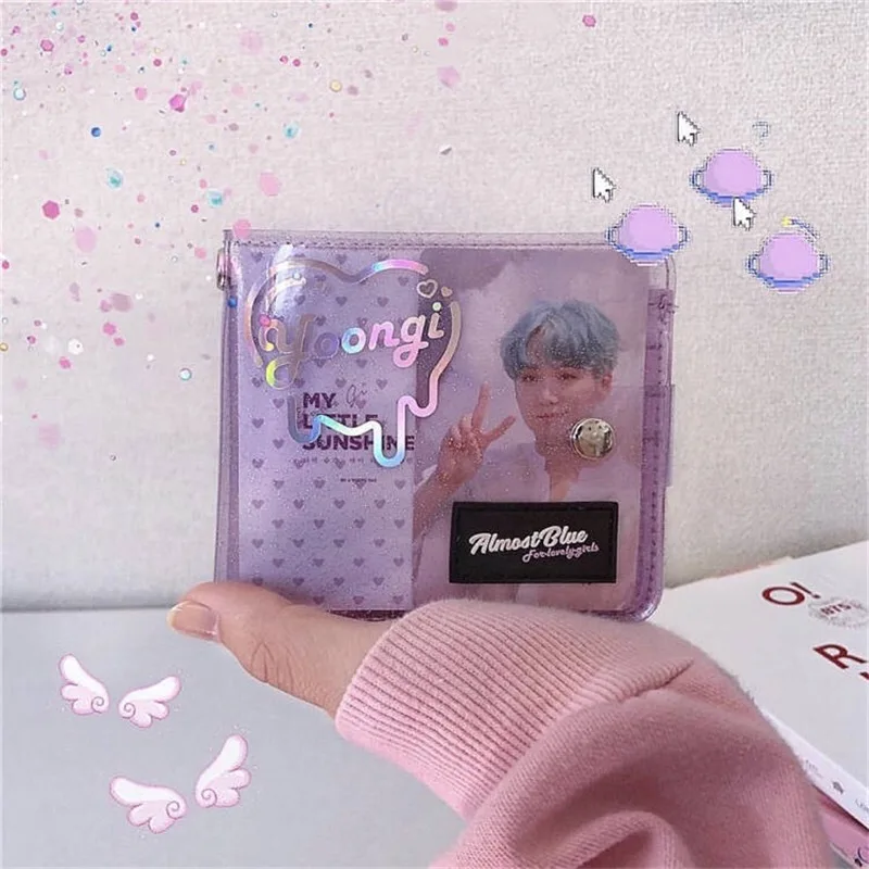 

Hot Sale Ins Pop Wallet Bangtan Wallet Bling Bling Transparent PVC ID Card Wallet