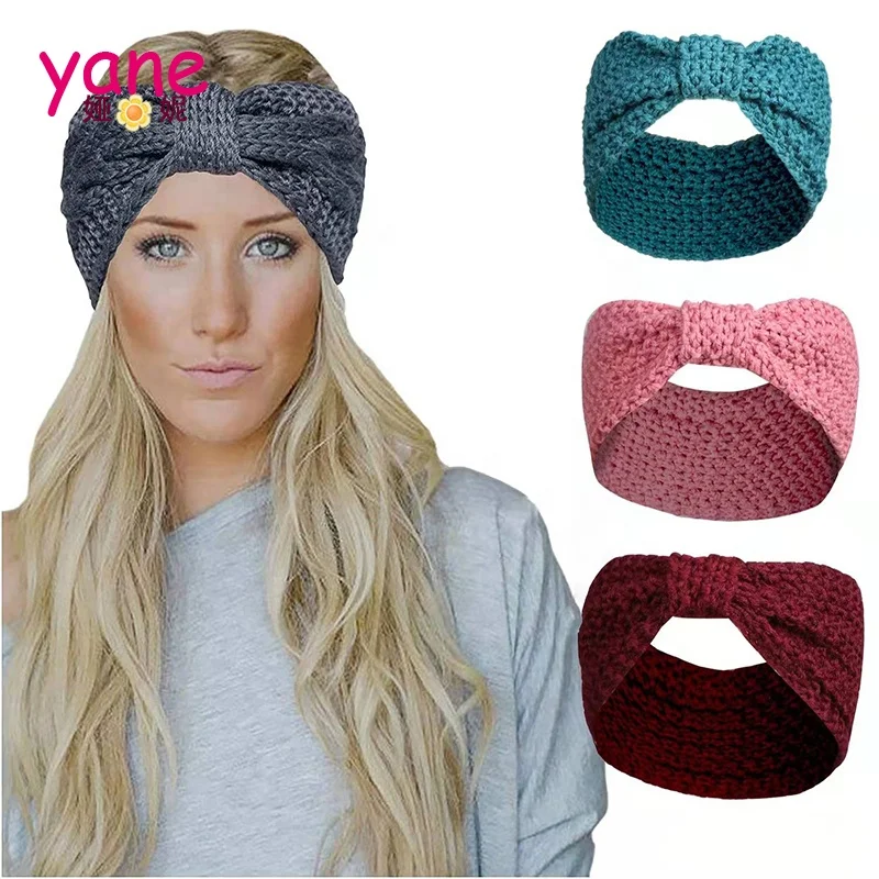 

Warmly 12 cm pure color unisex headband Knitted ponytail hair band