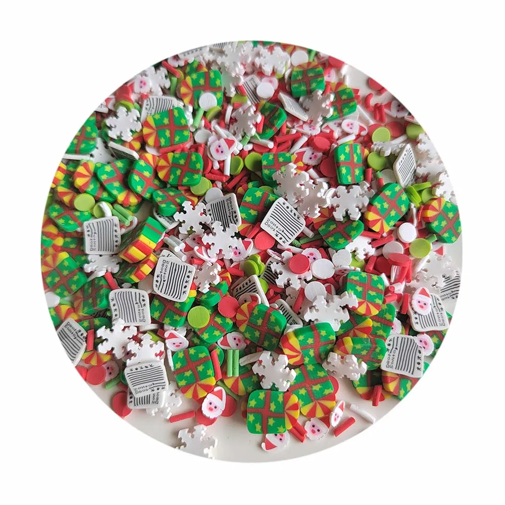 Mixed Christmas Gift Box for Clay Crafts Including Santa Snowflake Letter Polymer Hot Clay Slices Sprinkles Slime Filling DIY