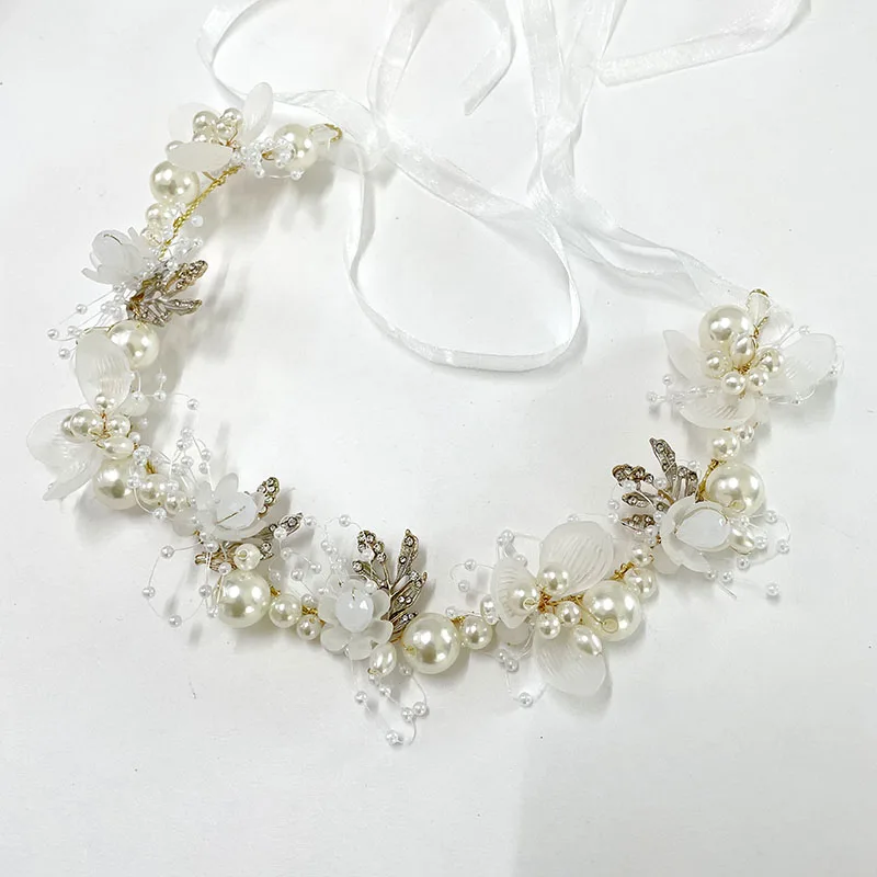 

Bride flower hairpieces wedding hair accessories crystal pearl jewelry wedding headpiece