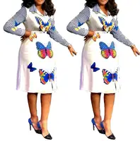 

91023-MX56 pretty Butterfly print plus size casual dresses girls