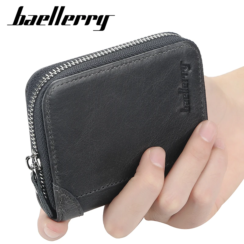 

Baellerry Short Wallet Leather purs men wallets brand names genuine leather waterproof Wrist men leather purse and cash holder, As photo