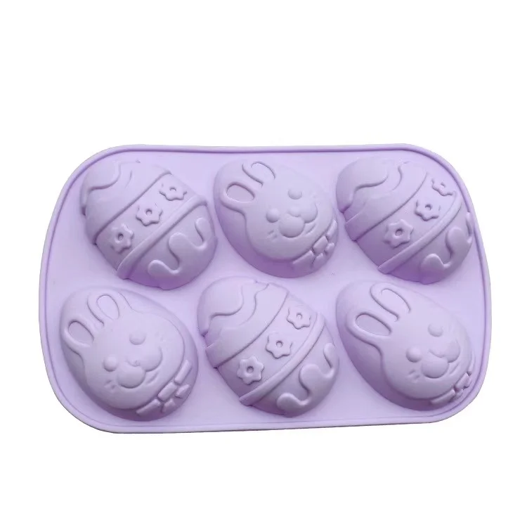 

LOVE'N Easter sign 6 round fun colored eggs handmade soap cake rabbit baking model egg silicone mold LV304J