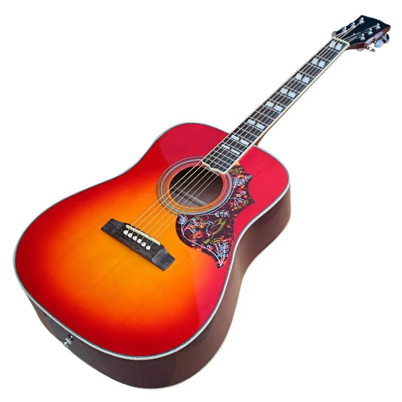 

Flyoung Cherry Sunburst 41 Inch Acoustic Guitar Top Solid Hummingbird Classical guitar Stringed Instruments
