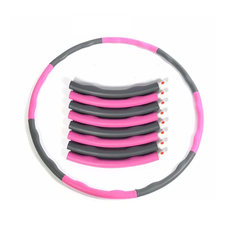 

High Quality Fitness Equipment Stainless Steel Foam Detachable Hula Ring Weighted Hula Circle Hoops, Pink+gray,green+gray,blue+gray,yellow+gray