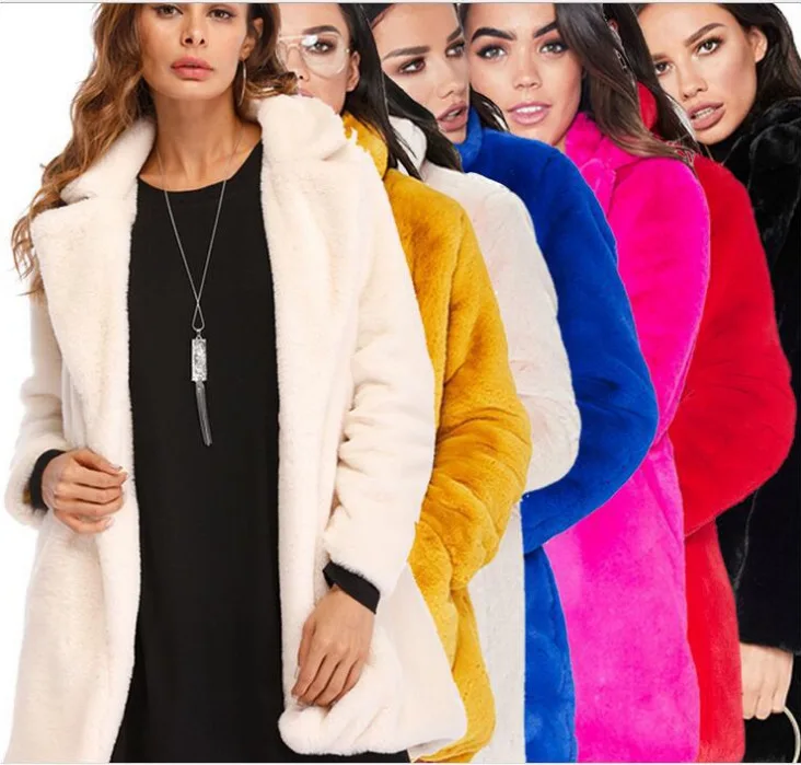 

New Arrival In Stock Winter Long Sleeve Casual Faux Fur Fashion Ladies Coats Women clothing