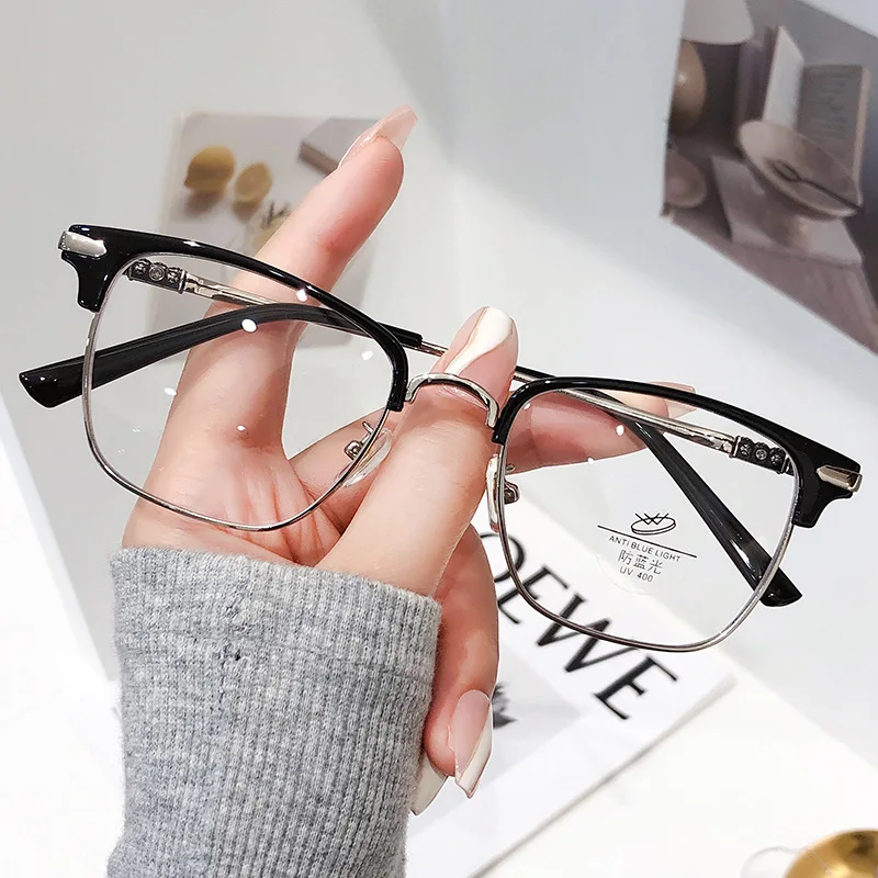 

New Metal Half-Frame High-Definition Custom Reading Eye Glasses Anti Blue Light Reading Glasses For Men