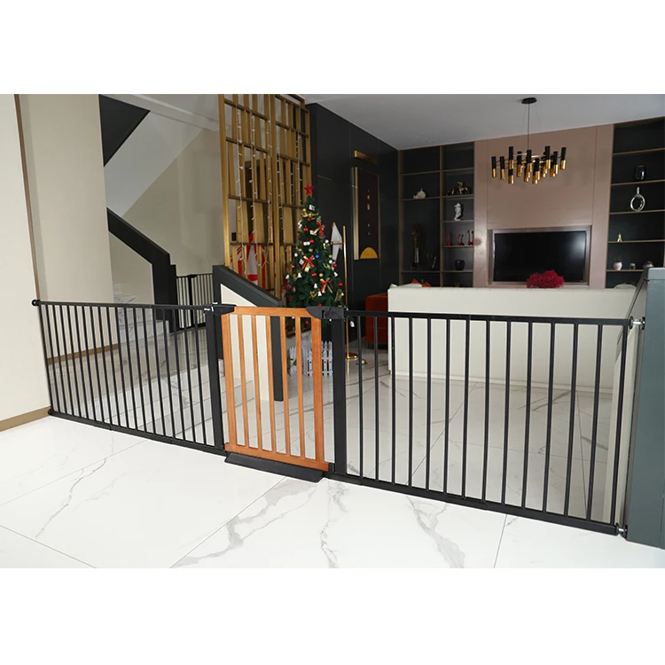 

High quality wood and metal stair gates children safety barrier one-handed use baby safety gate