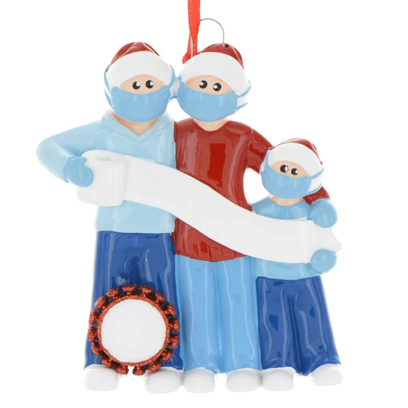 

Christmas Ornament Survivor Family with Face muffle Hand Sanitized Christmas Ornament 2020 Quarantine Personalized Ornament