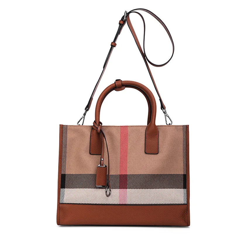 

2022 New Vintage shoulder messenger bags for women tote crossbody bag canvas with Genuine leather, Red,black,brown