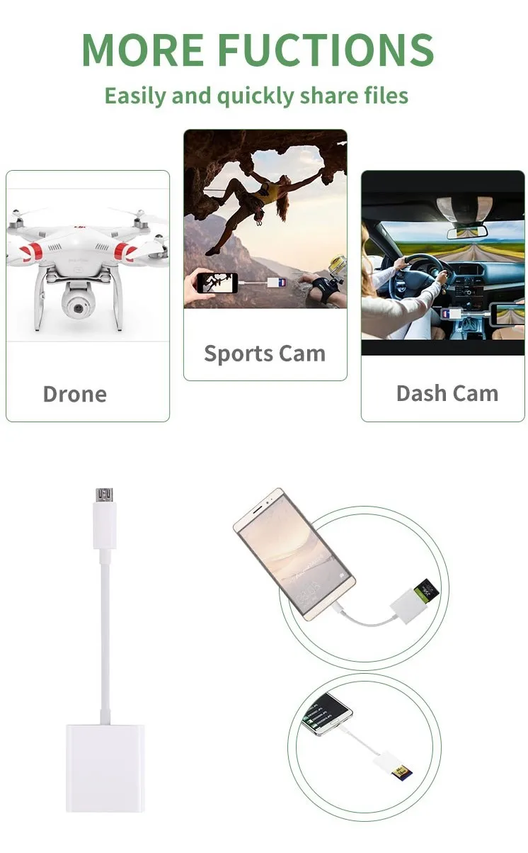 White Micro USB to SD Card Reader SD Card Reader - ANKUX.COM