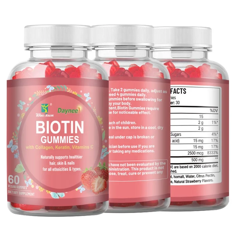 

L-Glutathione Biotin gummy candy Halal 60 Vegan Collagen Gummies for Hair Skin Nails Growth Keratin multivitamin