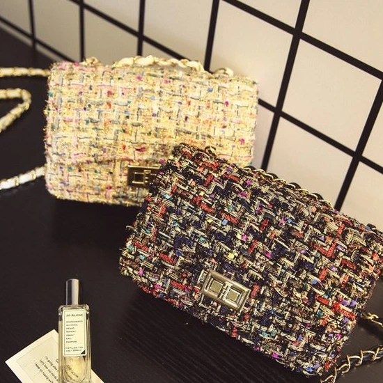 

Fashion Women Bags Pu+woven Fabric Sling Bag Polyester Crossbody Bag