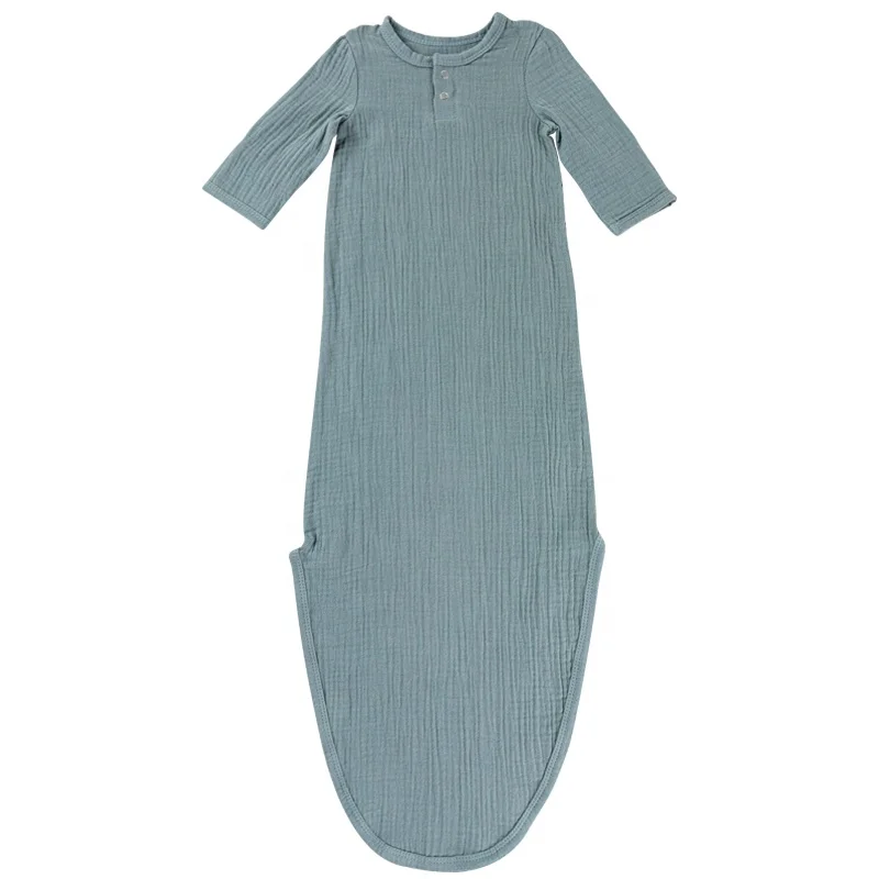 
Organic Cotton Newborn Baby Sleeping Gown Custom sleeping Knotted Gown 