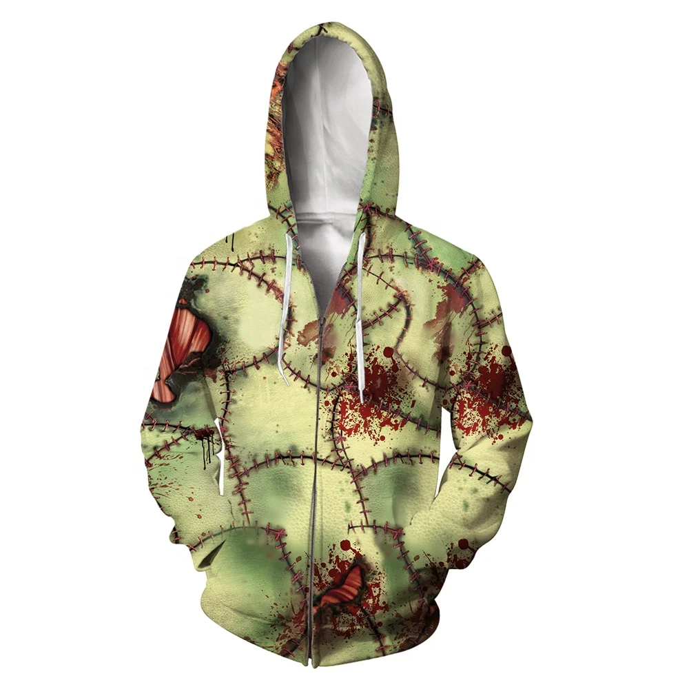 

Drop Shipping Clothing 3d Customized Printed winter front long men zip up hoodies