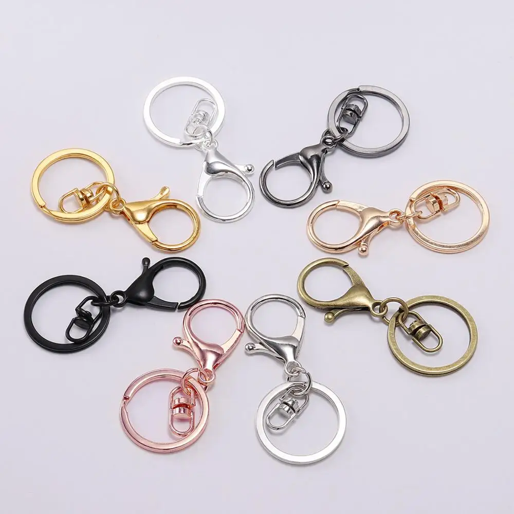 

Good Quality  Two Circle Lobster Key Chain Ring Connector Pendant Charm Finding with Extender Chain DIY Accessory, Silver