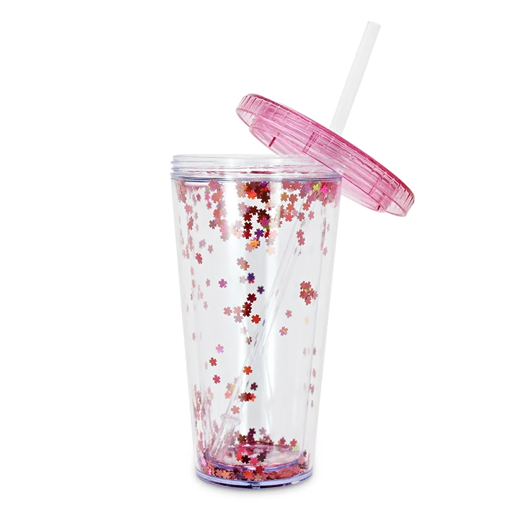 

OEM Starry Sky Tritan Cup 16OZ Reusable Double Wall Plastic Cup With Straw and Lids, Accept customized pms color