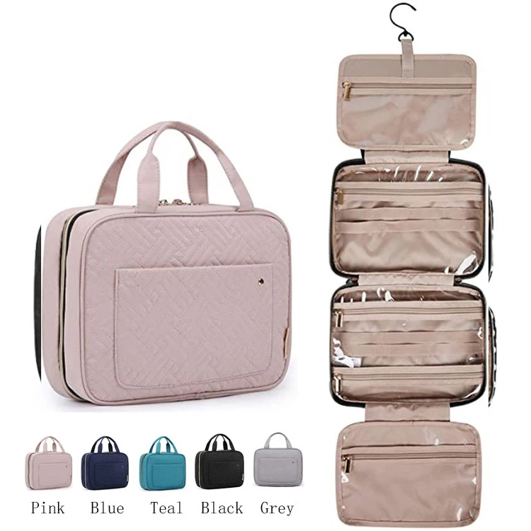 

Tsa approved wholesale waterproof luxury cotton travel hanging pink cosmetic makeup toiletry bag set custom logo for woman, Red, beige, pink, light purple, blue, sky-blue, dark -navy