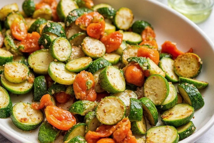 Colorful assortment of seasoned vegetables prepared in different ways
