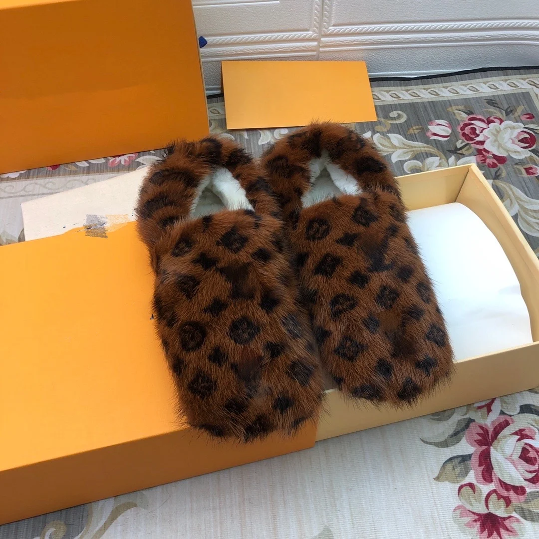 

2021 Real Fur Slippers Indoor Bedroom House Vl Fur Sandal Real Mink Fur Slides For Women Ladies, Customized color