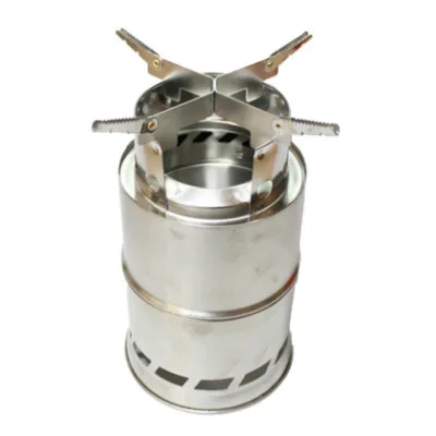 

Hot sale mini portable outdoor camping Stainless Steel Wood Burning stoves Outdoor Camping stove, Silver