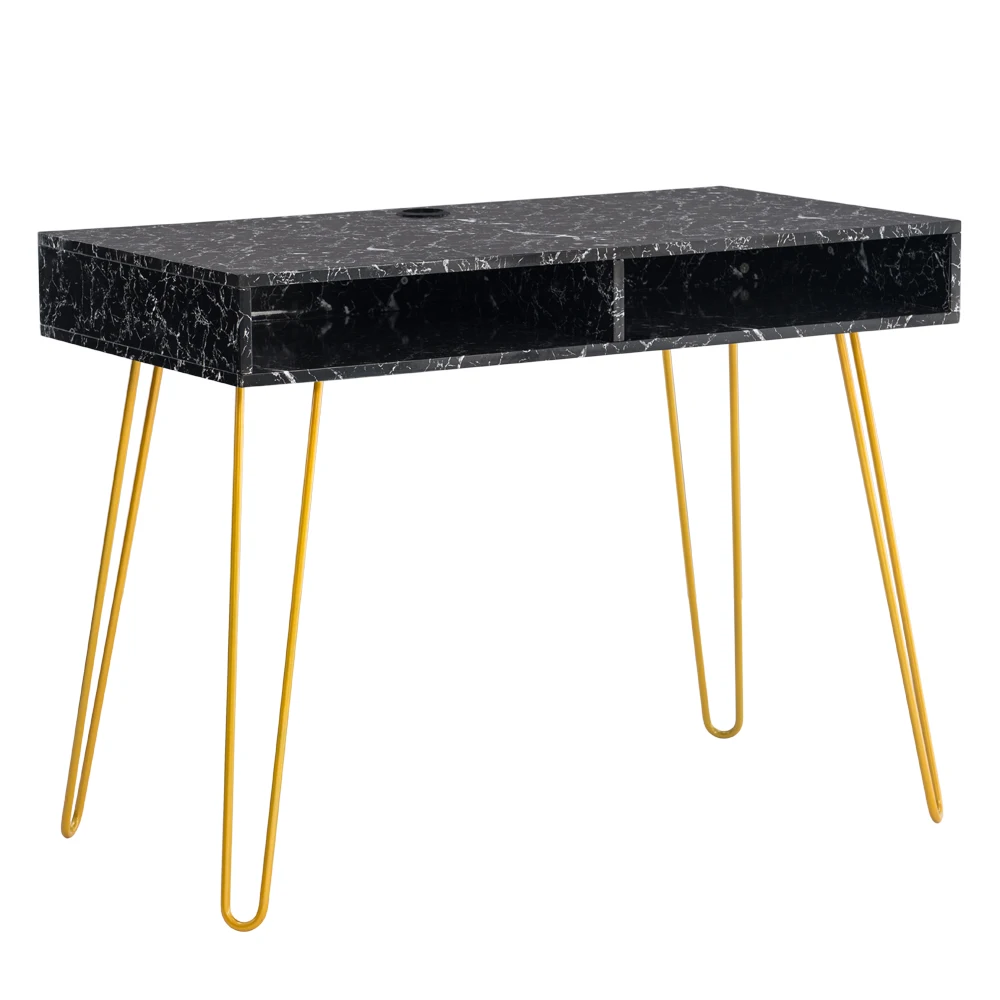 

Free Shipping Black Marble Iron Foot Modern Design Household Computer Table, Customized