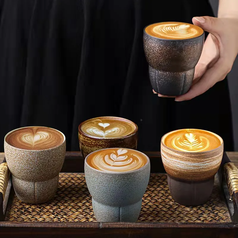 

New arrival Japanese style tea cup handmade pottery cup 170ml custom ceramic coffee mugs, Five colors