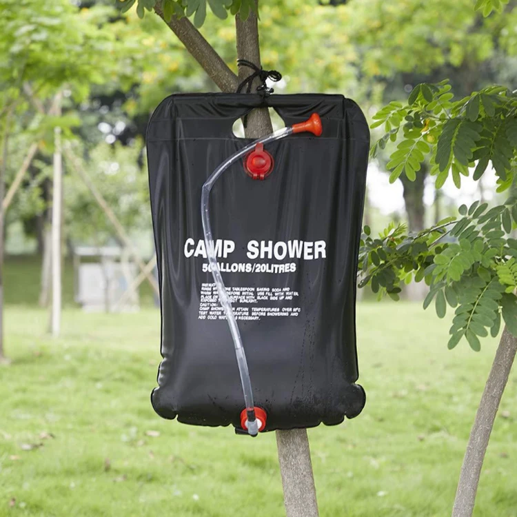 

Summer Heating Shower 5 Gallon Solar Shower Portable 20L Camping Shower Bag For Travel, Black