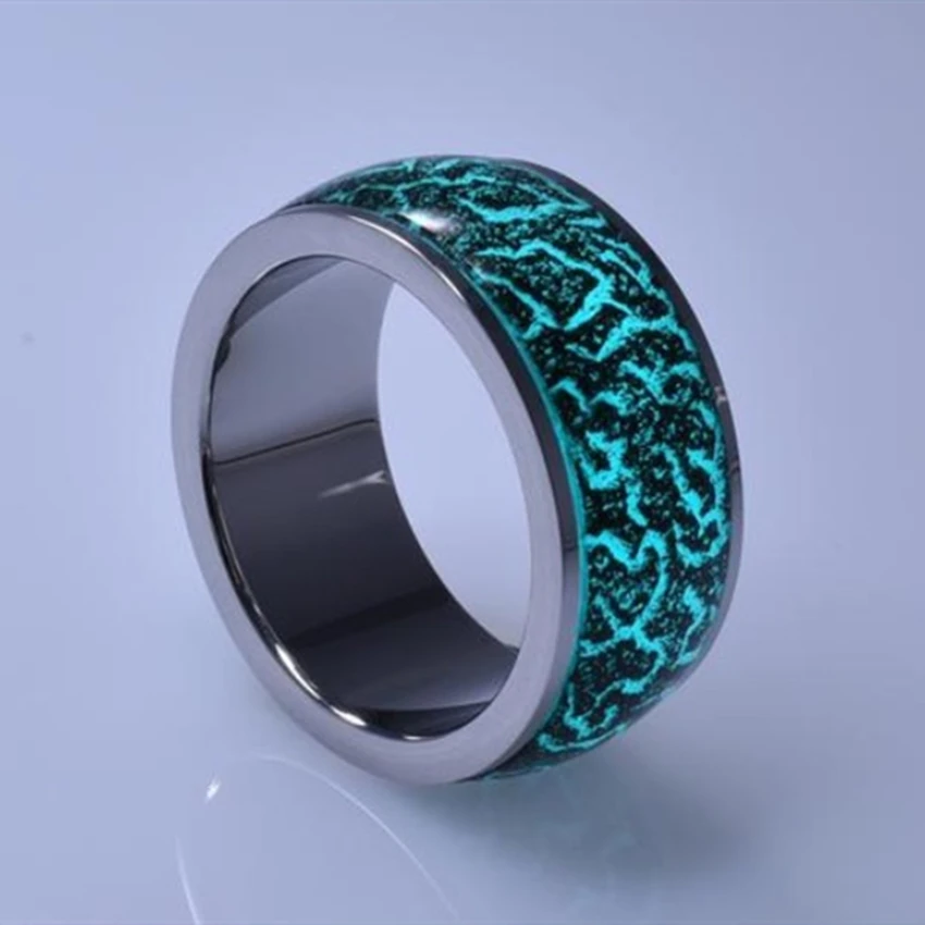 

Luminous Burst Pattern Resin Stainless Steel Men's Ring Fashion Creative Luminous Resin Ring Men, Like picture