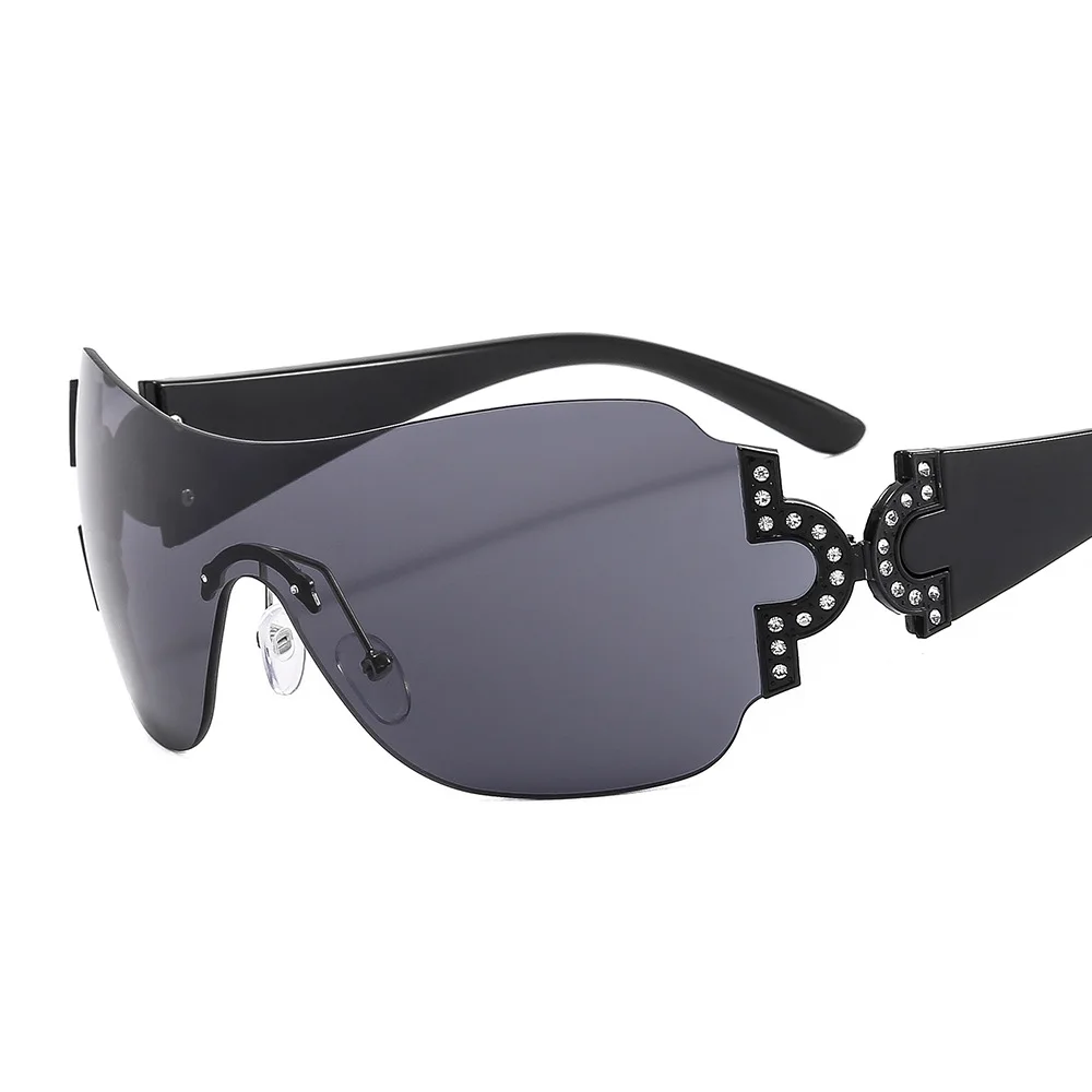 New Arriving Brand Oversized Frame Full Rimless Sunglasses Round Polarized Y2k UV400 Protection Steampunk for Women