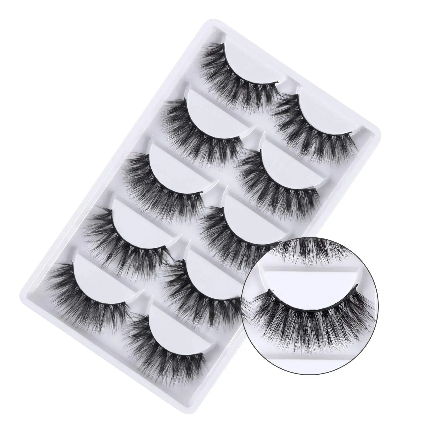 

Real 5D Mink 15 pairs Multi-Layered Fake Eyelash Manufacturer G500 G600 G700 G800 false mink lashes, Black