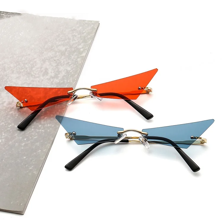

8767 Trending Unique Rimless Sunglasses Cat Eye Sunglasses Women
