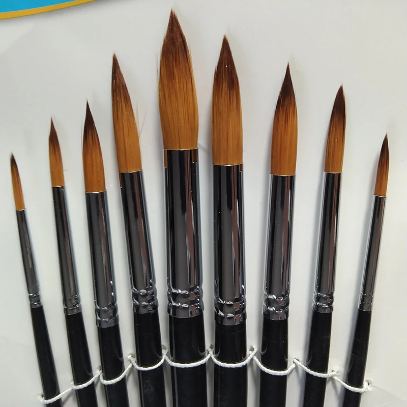 

9pcs New Styles Art Products Art Paint Brushes Fine Nylon Hair Painting Brush Set, Black