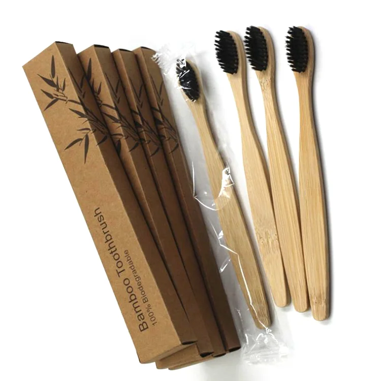 

Drop Shipping New Soft Natural Wood Toothbrush With Factory Price, Black/white /green/blue/rainbow /mixed