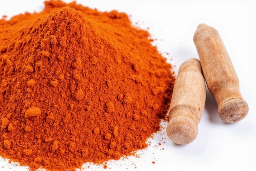Close-up comparison of sweet paprika substitutes in glass jars showing color differences between smoked paprika, sweet paprika, and chili powder