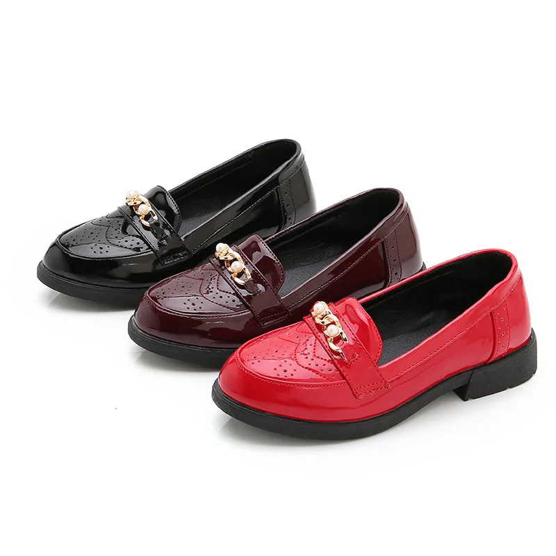 
custom children unisex 4 year baby slip on red black loafer flat brogue kids leather school casual dress shoes for boys girl 