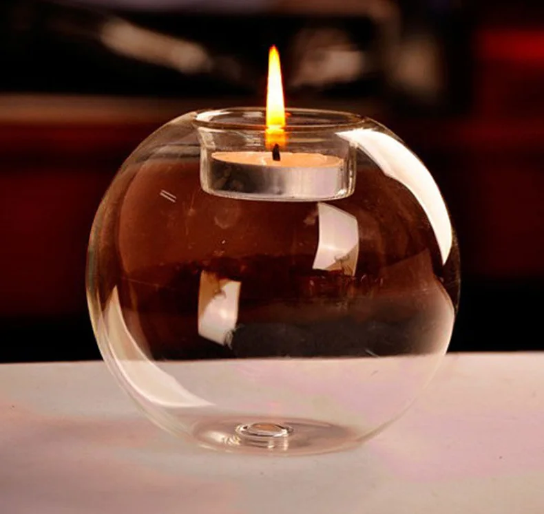 

Creative Round Votive Glass Candle Holder Home Decoration Glass Candy Jar Holder