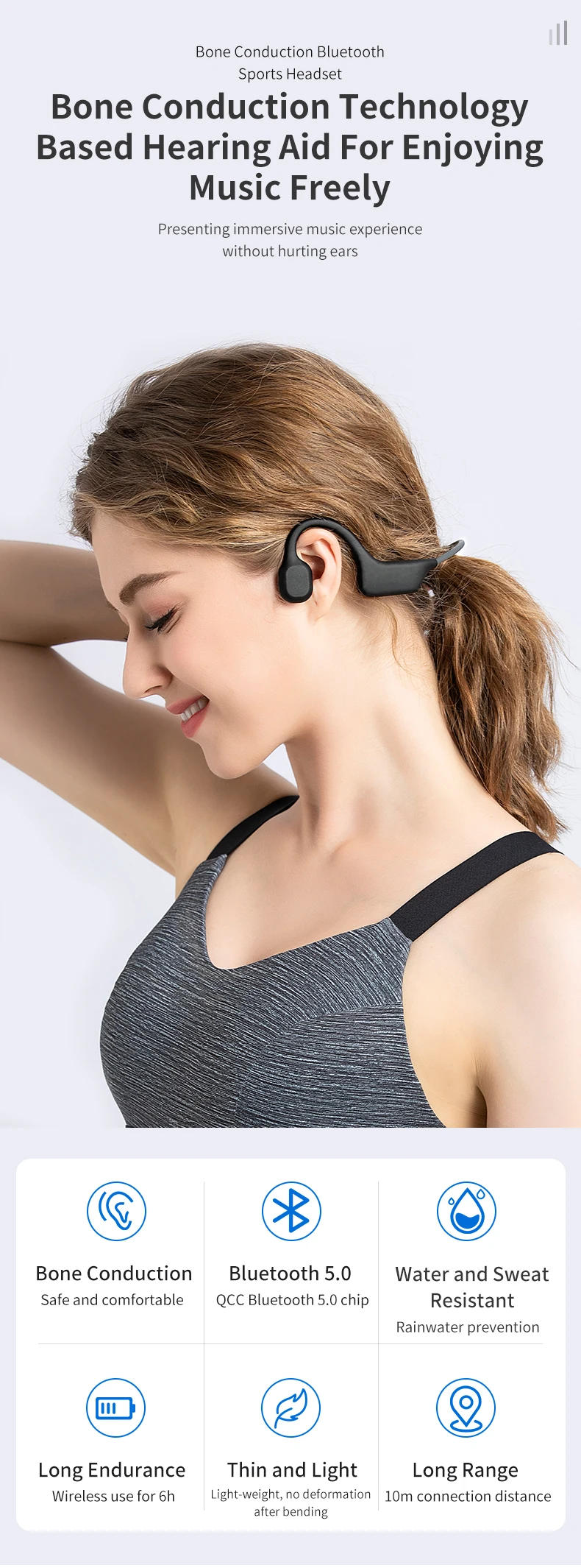 High Quality Oem Wireless Ear Hook Neckband Headphones Open Ear Wireless Bone Conduction Headset - ANKUX.COM