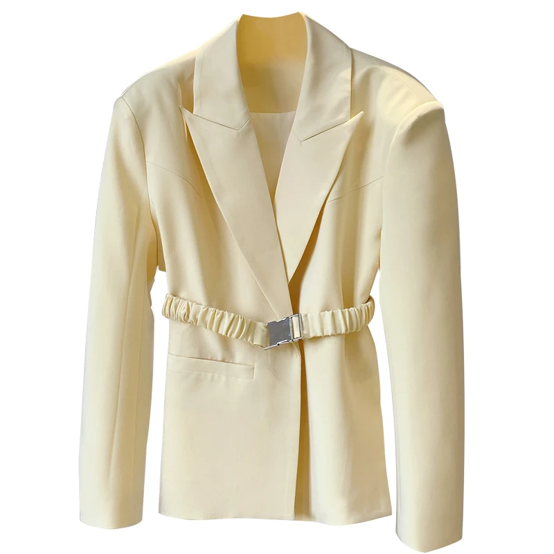 

2021 Women Fashion Tops Lady Women Ladies Yellow Fashion Office Suit Blazer