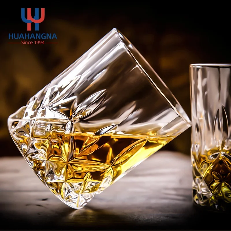 

HUAHANGNA 11oz Double Old Fashioned Whisky Glasses Cups 310ml Heavy Base Crystal Rock Glass Whiskey Cup for Cocktail Scotch