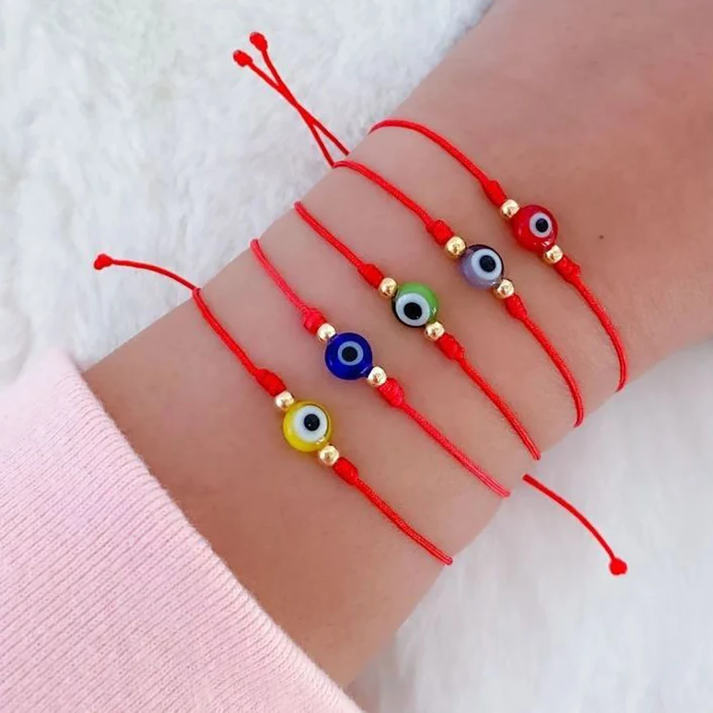 

Bohemia Handmade Turkish Eyes Gold Miyuki Beads Adjustable Red Hand String Accessory Wholesale Fashion Jewelry Woman Bracelet