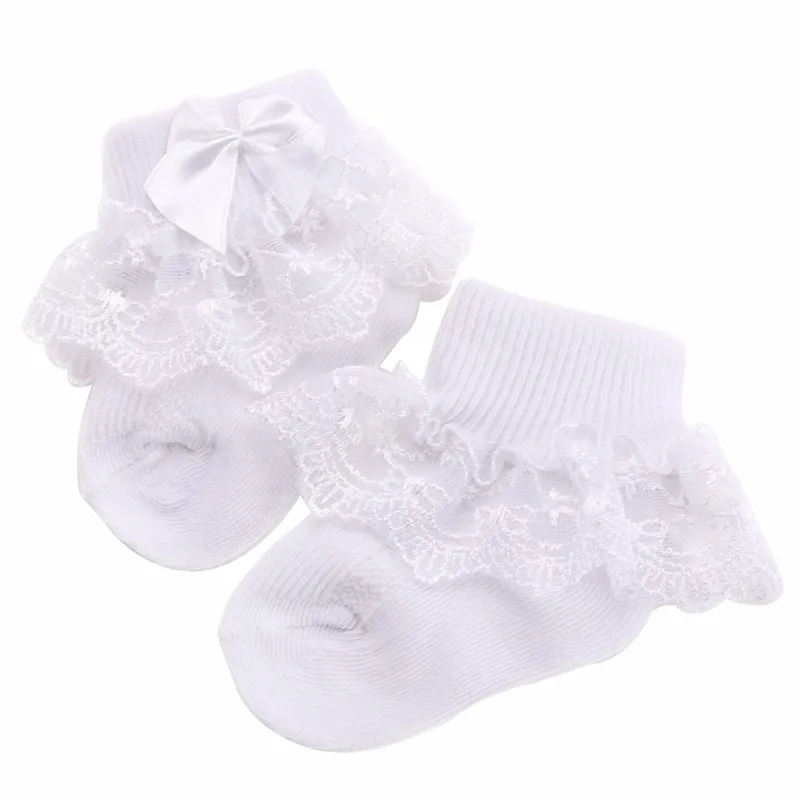 

Christening Winter Warm Meias Para Cotton Baby Girl Socks Kids Ruffled Meias Infantil Knitted Knee Lace Baby Socks Newborn, As pictures