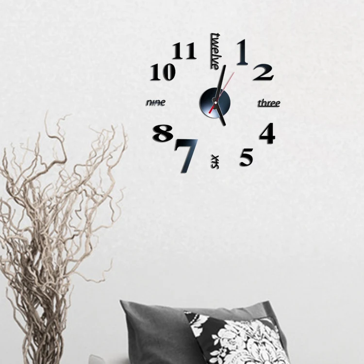 

EMAF 3d diy mirror frameless wall sticker clock decor beautiful wall mirror clock