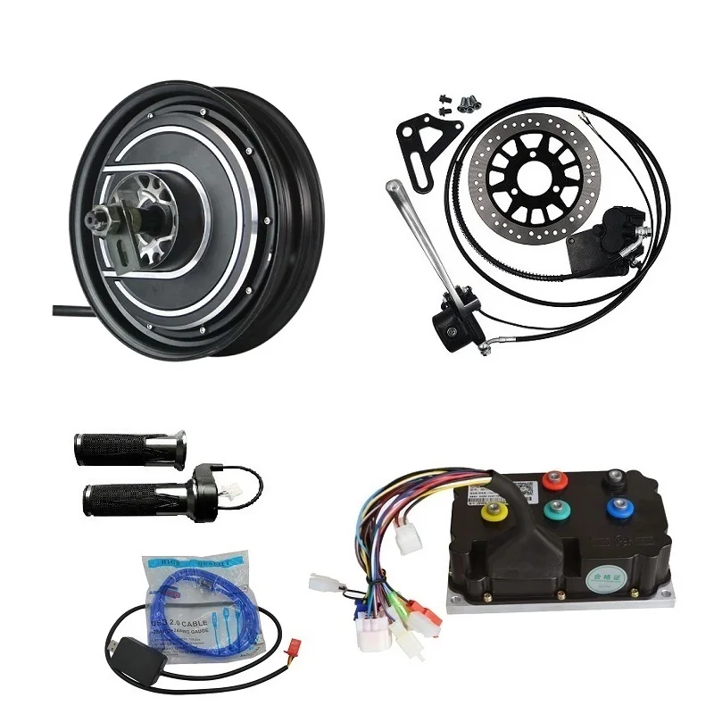 

QSMOTOR 10inch 7000W 70H V4 Hub Motor Conversion Kits Max. speed 120kph for Electric Motorcycle Scooter